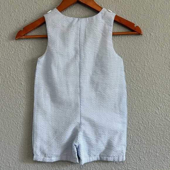 Lil Cactus Shortall Size 3T Easter Bunny Striped Seersucker - Picture 3 of 5